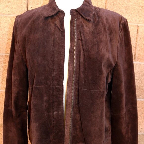 Vintage Genuine Suede Leather Jacket Uniform Petite John Paul Richard Size PM Si - Picture 2 of 16